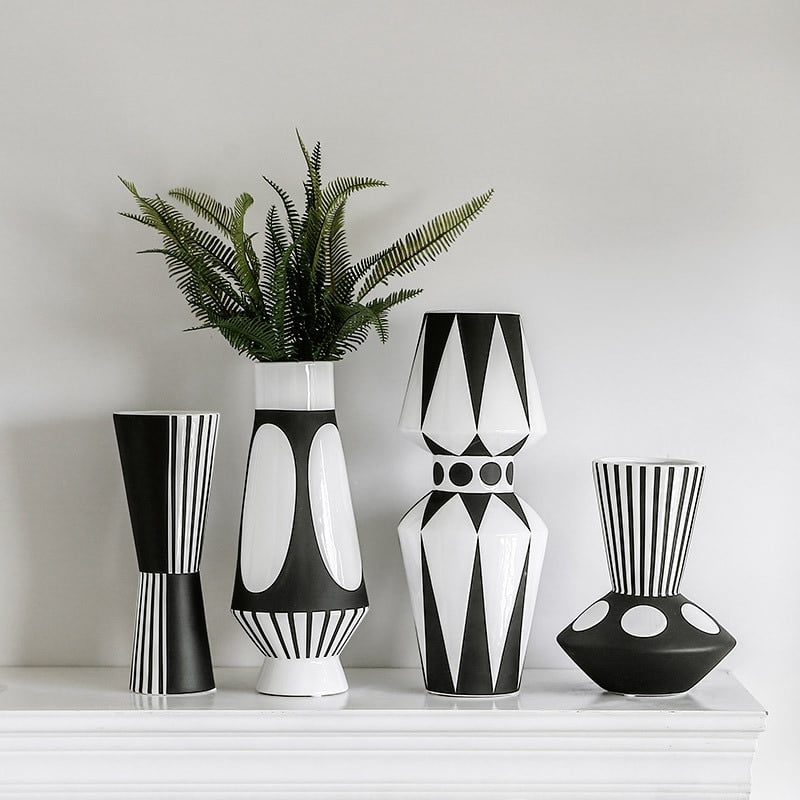 Vase nordique en céramique noir et blanc design originale_1