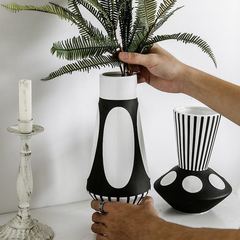 Vase nordique en céramique noir et blanc design originale_2