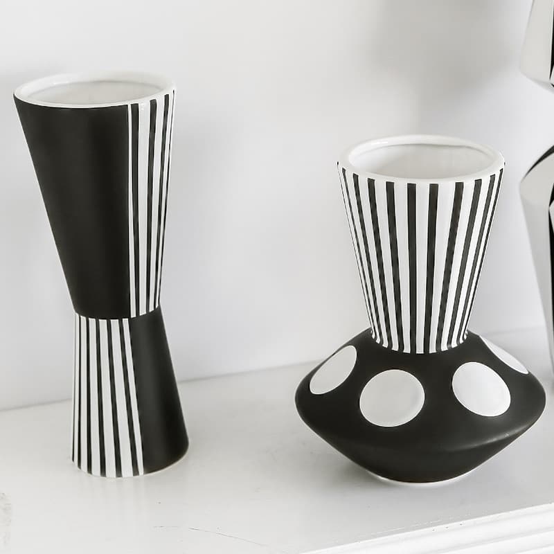 Vase nordique en céramique noir et blanc design originale_3