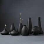 Vase nordique en porcelaine noire style vintage_5