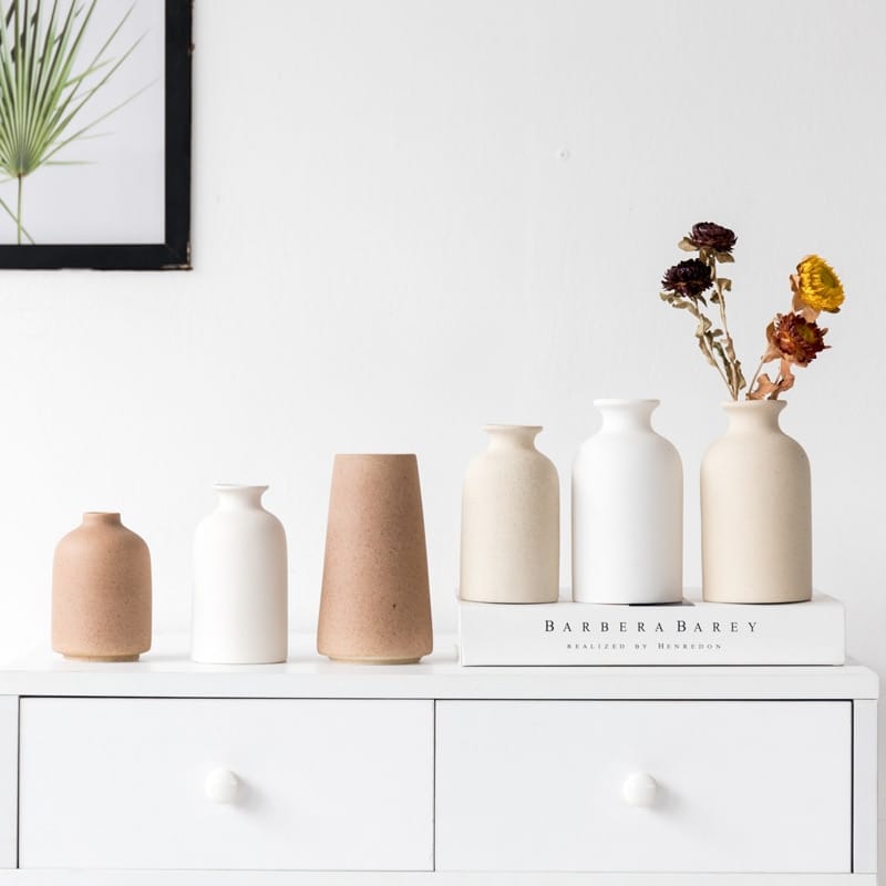 Vase pastoral nordique en céramique simple de style rétro_1
