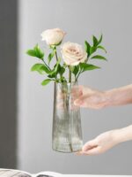 Vase pour table simple design en en verre doré_14