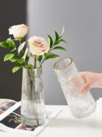 Vase pour table simple design en en verre doré_16