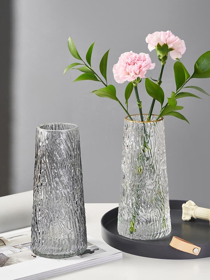Vase pour table simple design en en verre doré_3