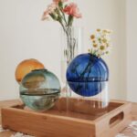 Vase rond en verre de Style nordique bleu décoratif_5