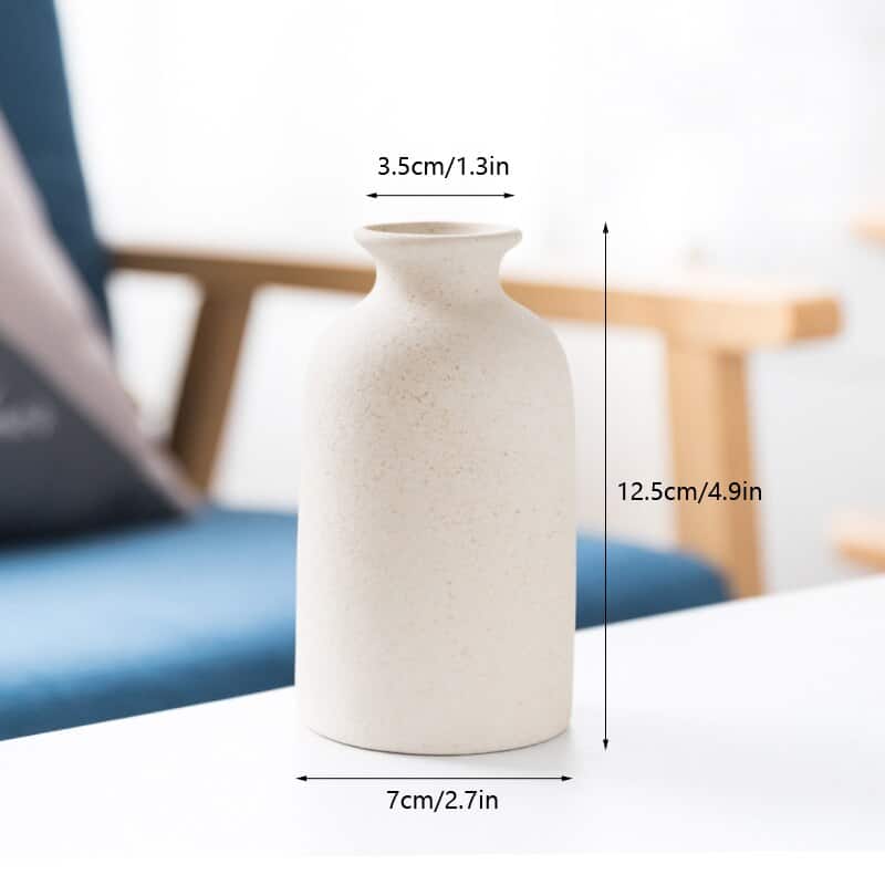 Vase simple blanc en céramique givrée Beige