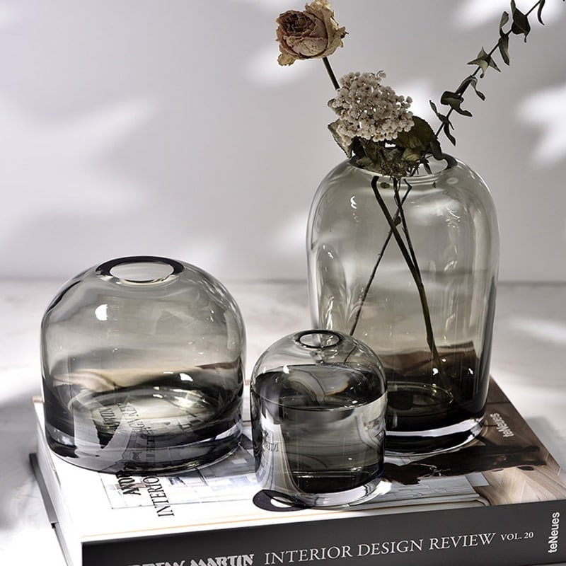Vase simple de design européen en verre coloré Transparent_1