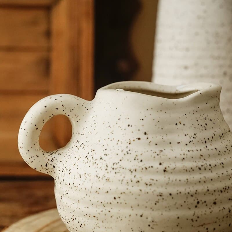 Vase simple de style nordique à fleurs en céramique blanc_2