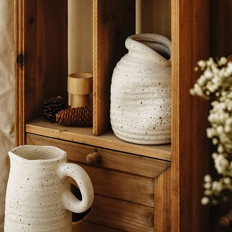 Vase simple de style nordique à fleurs en céramique blanc_4