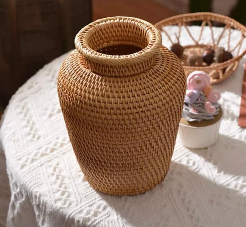 Vase vintage en osier pour maison_2