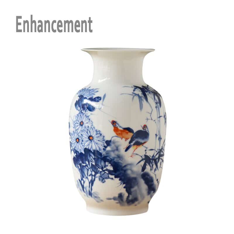 Vases chinois fabriqués à la main en Chine avec une surface fine Oiseau Bleu