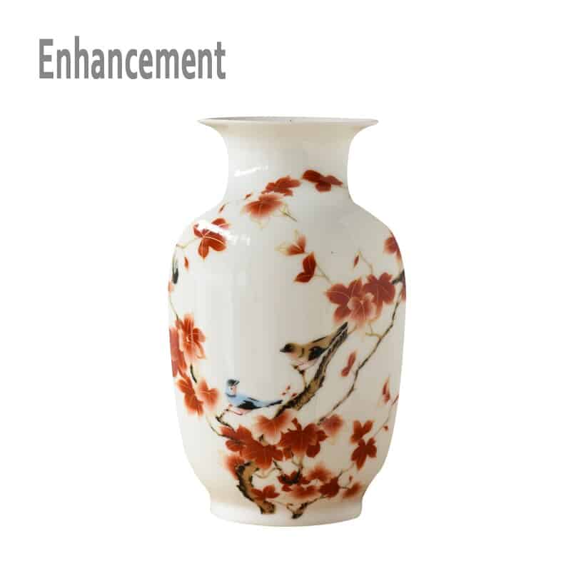 Vases chinois fabriqués à la main en Chine avec une surface fine Oiseau Rouge