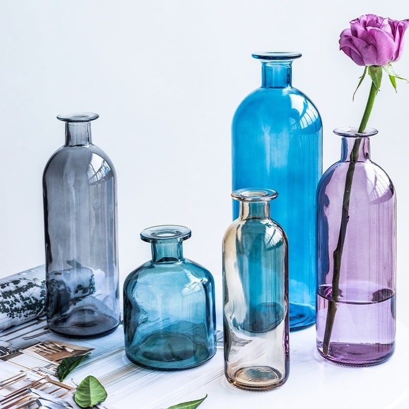 Vases en verre multicolore Classique avec bouchon liège_1