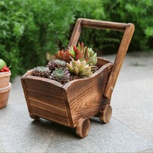 Cache-pot en bois à motif de charrette pour le jardin