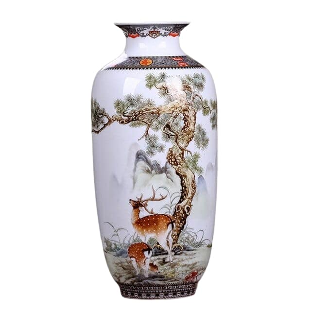 Vase chinois à motif d'animaux pour décoration de salon Cerf